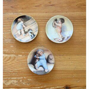 Vintage Set of 3 Bessie Pease Gutmann Small Trinket Dishes Collector Plates